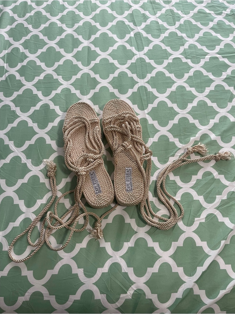Cape Robbin Natural/Tan Rope Lace-Up Sandals